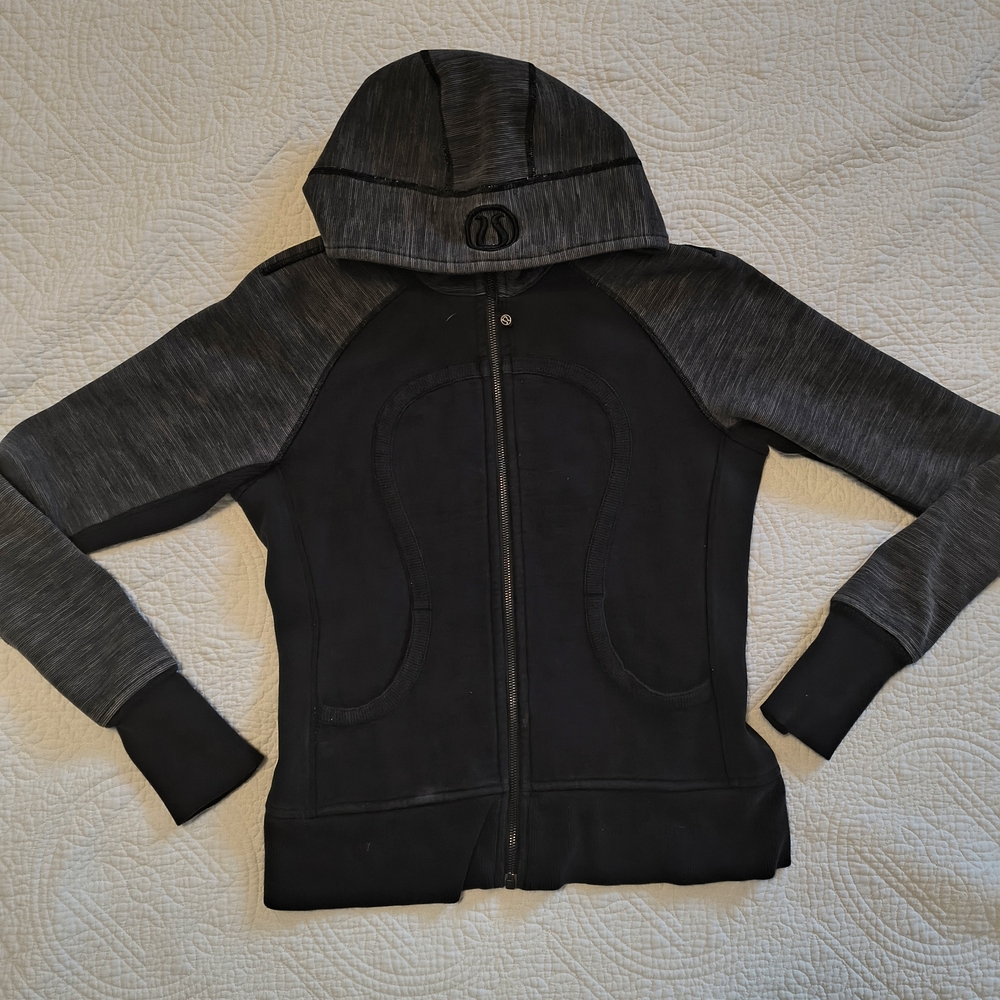 Women's Black and Gray Hooded Jacket